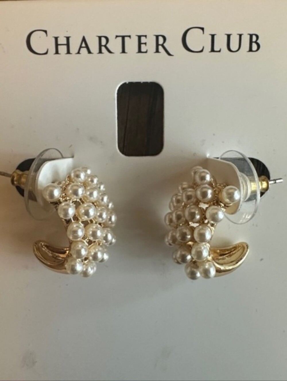 Charter Club- Pearl Tower Earrings (Goldtone)